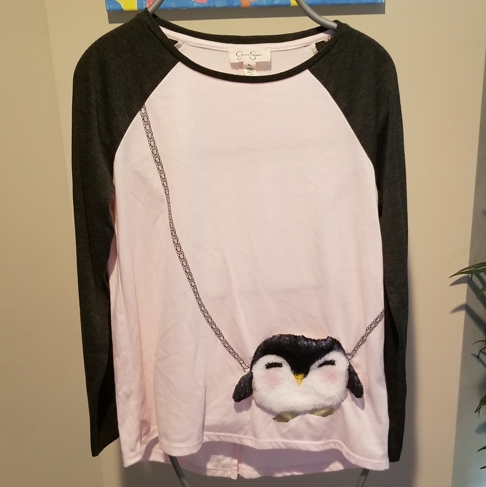 ❤️5for$12 Jessica Simpson girls XL  light pink and grey LS top